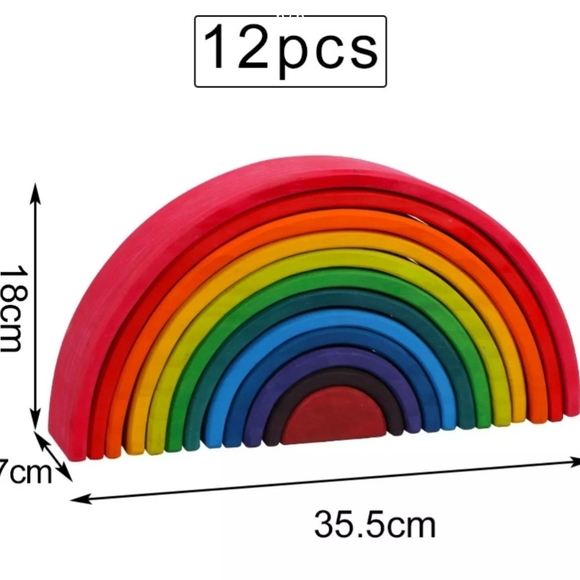 Wooden Rainbow stacking Montessori toy - Picture 9 of 12